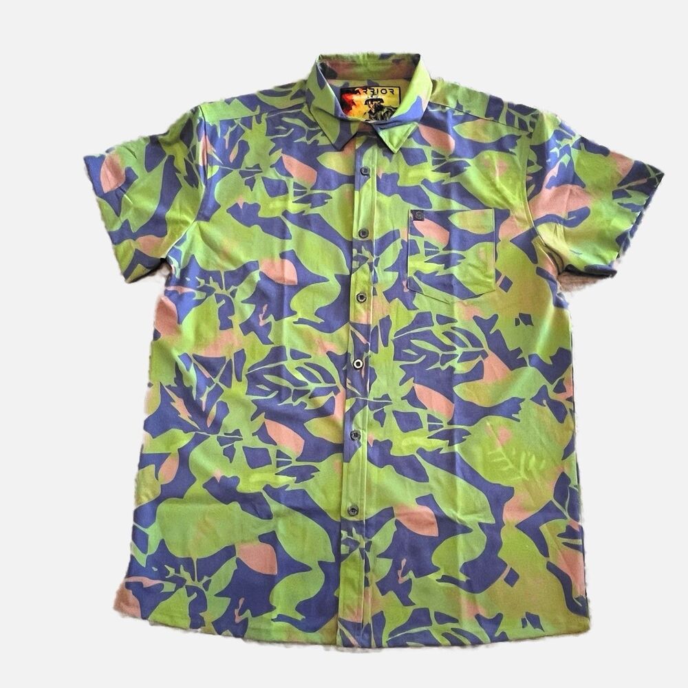 Warrior Company Elm Leaf Green Camo Short Sleeve Shirt Size Large